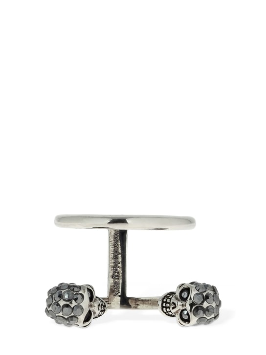 McQueen: Anello Twin con teschio - Argento - women_2 | Luisa Via Roma