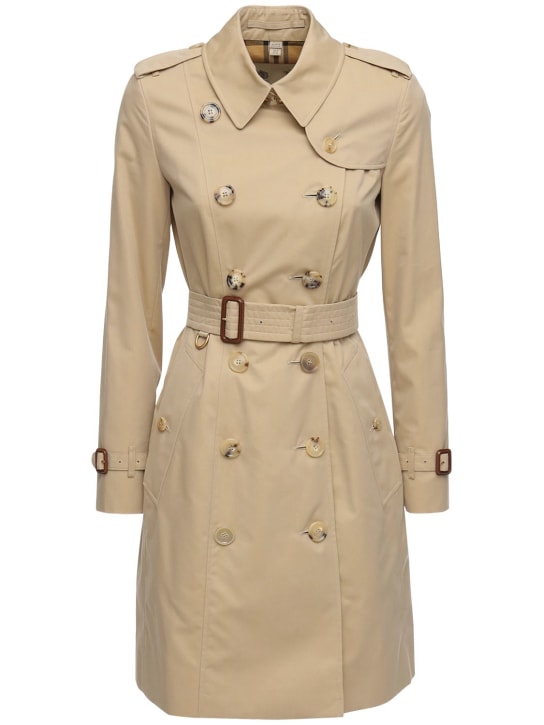 Burberry: Mid-length Chelsea heritage trench coat - Beige - women_0 | Luisa Via Roma