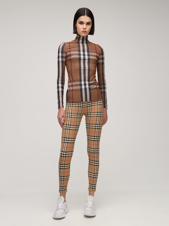 Burberry: Leggings vita alta check - women_1 | Luisa Via Roma