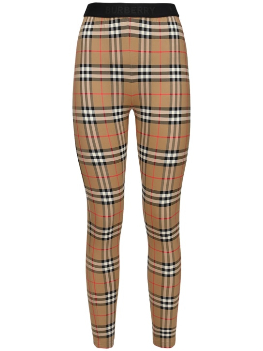 Burberry: Leggings vita alta check - women_0 | Luisa Via Roma