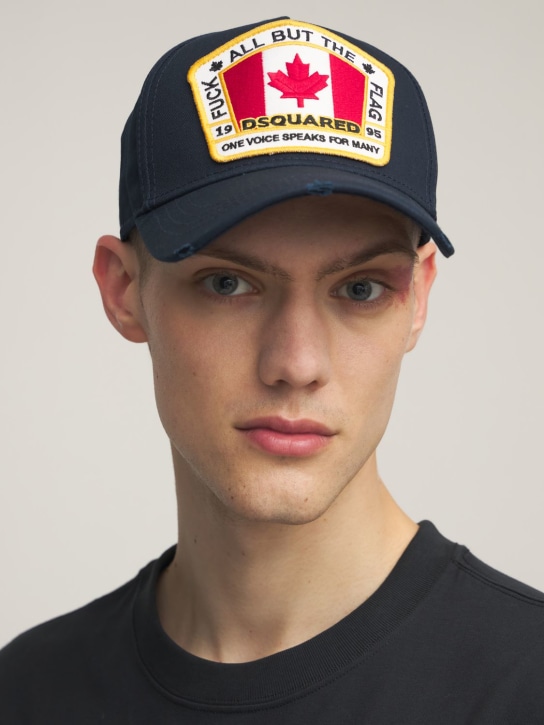 Dsquared2: Flag patch cotton canvas baseball hat - men_1 | Luisa Via Roma