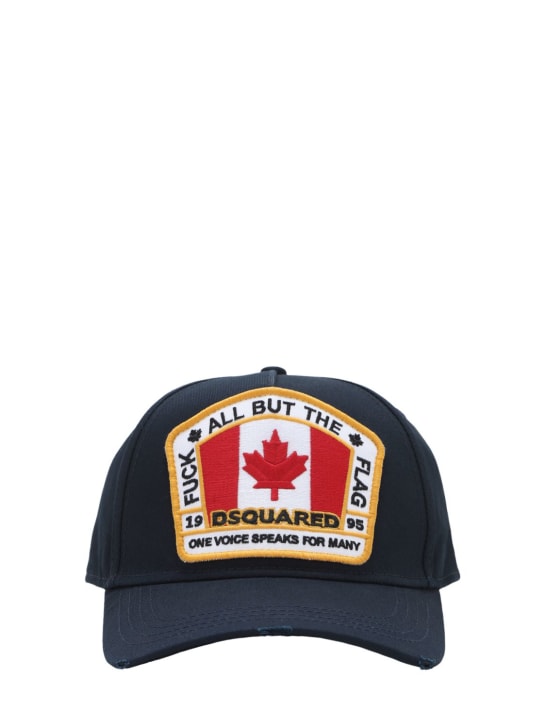 Dsquared2: Flag patch cotton canvas baseball hat - men_0 | Luisa Via Roma
