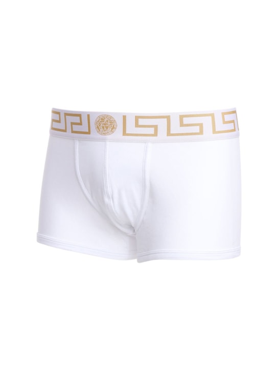 Versace: Pack of 2 Greca stretch boxer briefs - White - men_1 | Luisa Via Roma