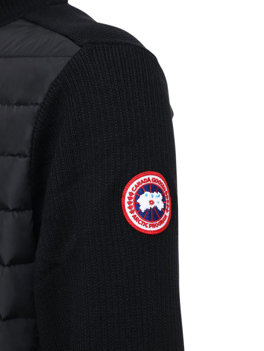 Canada Goose: Hybridge wool knit down jacket - Black - men_1 | Luisa Via Roma