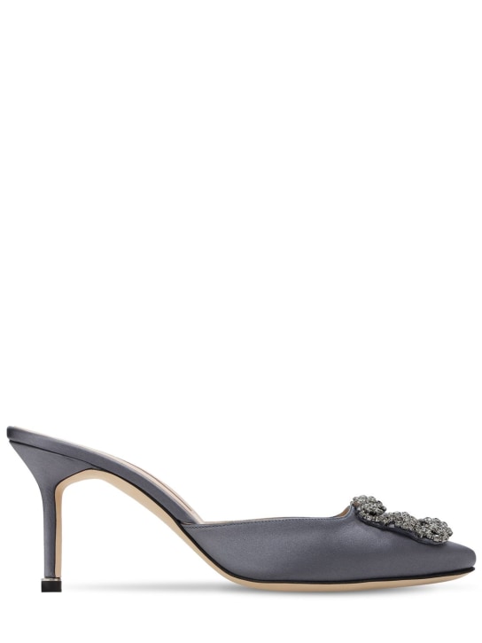 Manolo Blahnik: 70mm Hangisi satin mules - women_0 | Luisa Via Roma