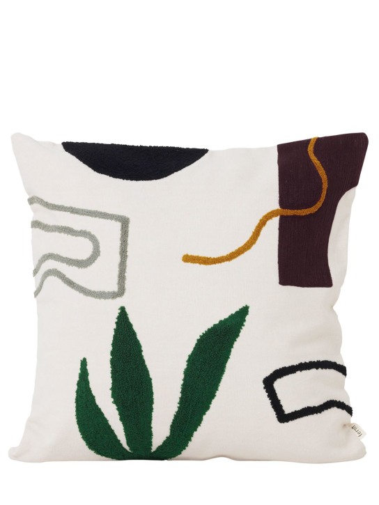Ferm Living: Mirage Cacti cotton cushion - White - ecraft_0 | Luisa Via Roma
