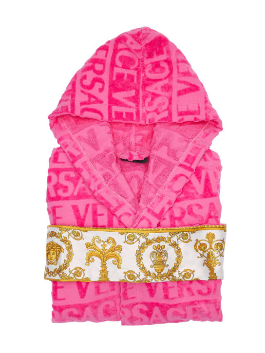 Versace: Barocco & Robe短款棉质浴袍 - 桃红色 - ecraft_0 | Luisa Via Roma