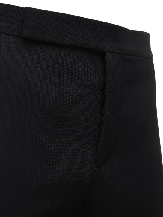Saint Laurent: Pantalon en laine avec bandes en satin 16,5 cm - Noir - men_1 | Luisa Via Roma