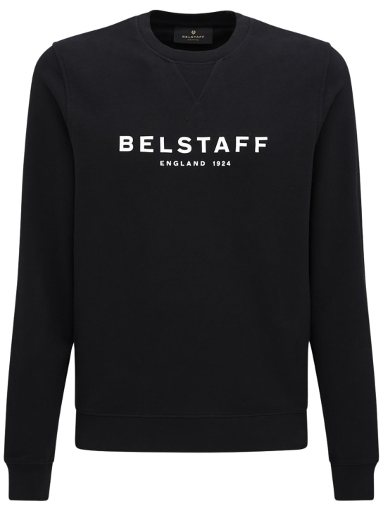 Belstaff: Sweat-shirt en coton imprimé logo - men_0 | Luisa Via Roma