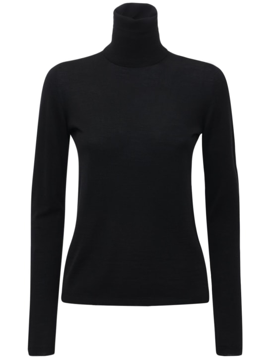 Max Mara: Palos wool knit turtleneck sweater - Siyah - women_0 | Luisa Via Roma