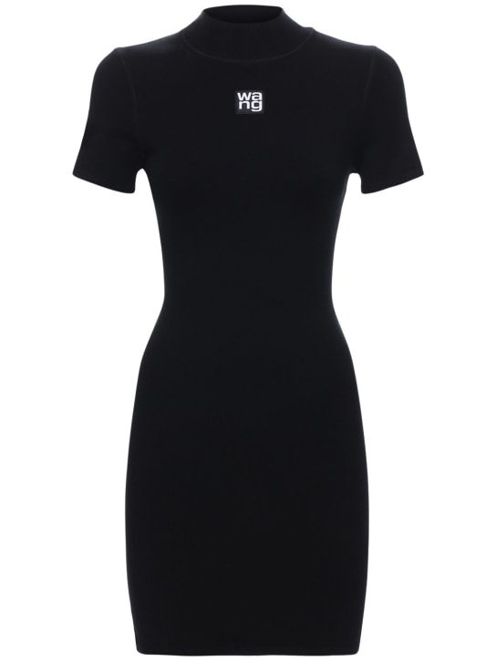 Alexander Wang: Logo stretch jersey mini dress - Black - women_0 | Luisa Via Roma