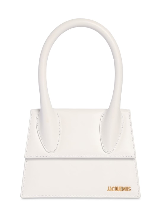 Jacquemus: Le Grand Chiquito leather top handle bag - Beyaz - women_0 | Luisa Via Roma