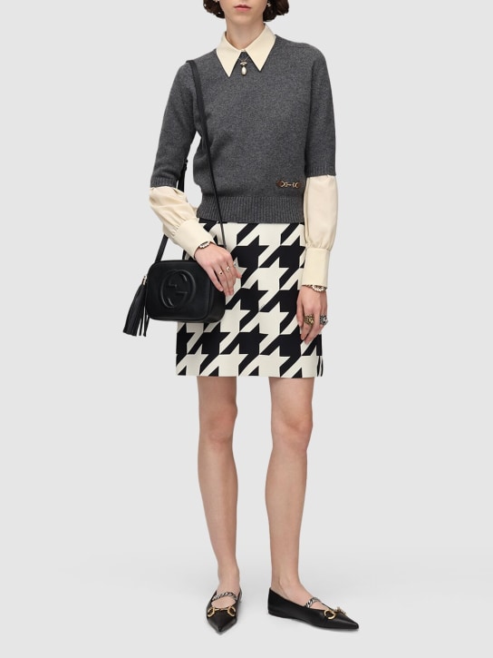 Gucci: Cashmere knit top w/ horsebit - Gri - women_1 | Luisa Via Roma