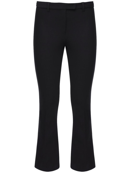'S Max Mara: Pantalones cropped de sarga de algodón stretch - Negro - women_0 | Luisa Via Roma