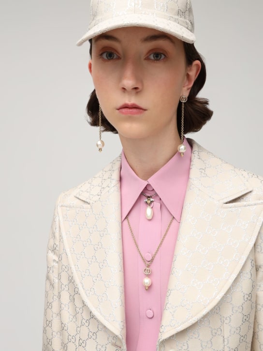 Gucci: Collar con colgante de cristal - Cristal/Oro - women_1 | Luisa Via Roma