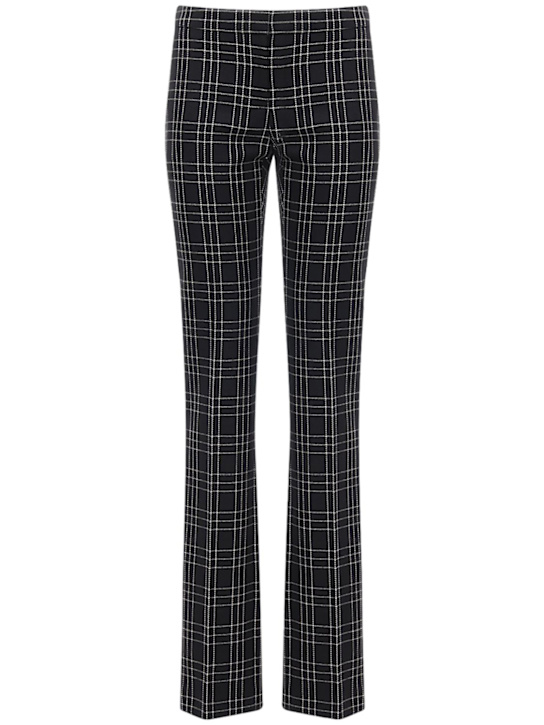 McQueen: Welsh check wool straight leg pants - Black/White - women_0 | Luisa Via Roma