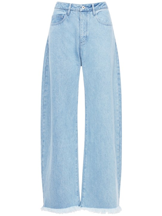 Marques'Almeida: High waist cotton denim wide leg jeans - Denim - women_0 | Luisa Via Roma