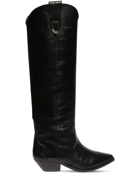 Isabel Marant: 40mm Denvee leather boots - Black - women_0 | Luisa Via Roma