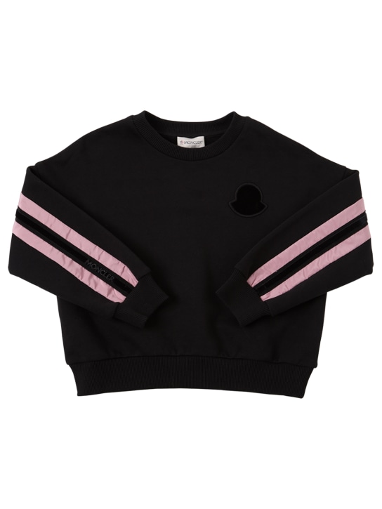 Moncler: FELPA E PANTALONI IN COTONE - Nero - kids-girls_1 | Luisa Via Roma