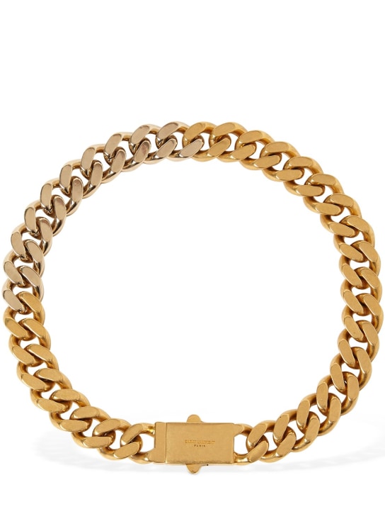 Saint Laurent: Two tone chunky chain short necklace - Gold - women_0 | Luisa Via Roma