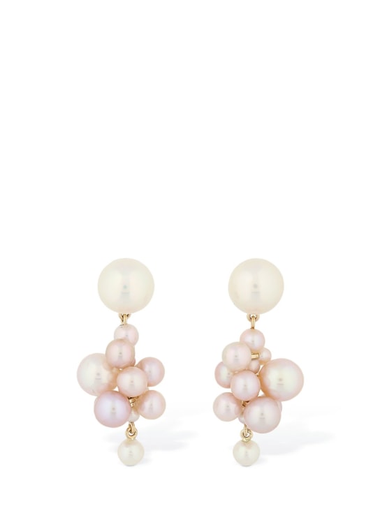 Sophie Bille Brahe: Pendientes de oro 14kt y perlas - Pearl/Pink - women_0 | Luisa Via Roma