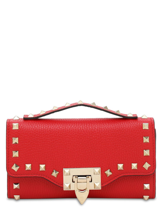 Valentino Garavani: Rockstud grained leather shoulder bag - women_0 | Luisa Via Roma