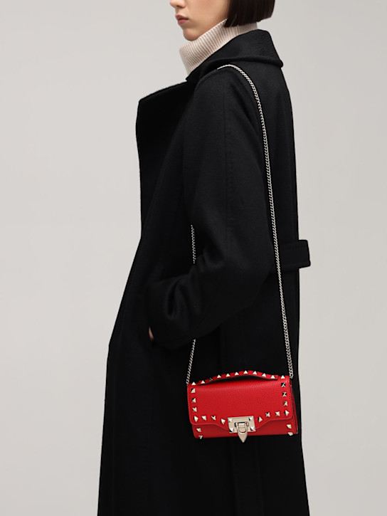 Valentino Garavani: Rockstud grained leather shoulder bag - women_1 | Luisa Via Roma