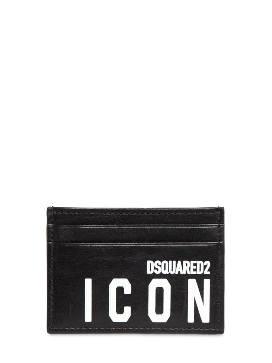 Dsquared2: Icon print leather card holder - men_0 | Luisa Via Roma