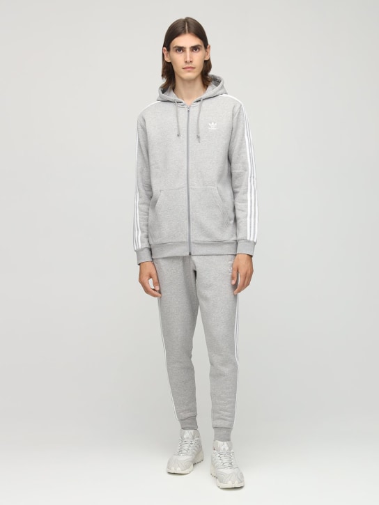 adidas Originals: 3-Stripes zip cotton blend hoodie - men_1 | Luisa Via Roma