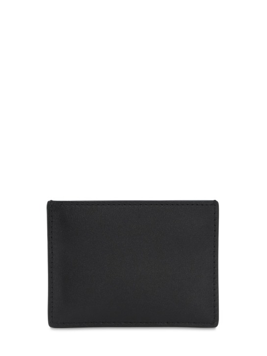 Valentino Garavani: Porte-cartes en cuir avec logo en métal - Noir - men_1 | Luisa Via Roma