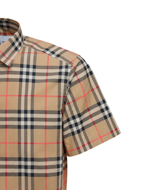 Burberry: Camisa de popelina de algodón - Archive Beige - men_1 | Luisa Via Roma