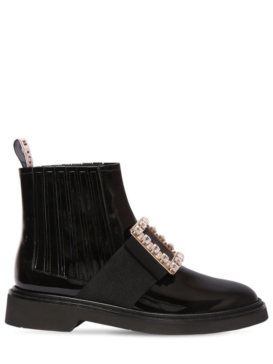 Roger Vivier: 25mm Viv Rangers patent leather boots - Black - women_0 | Luisa Via Roma