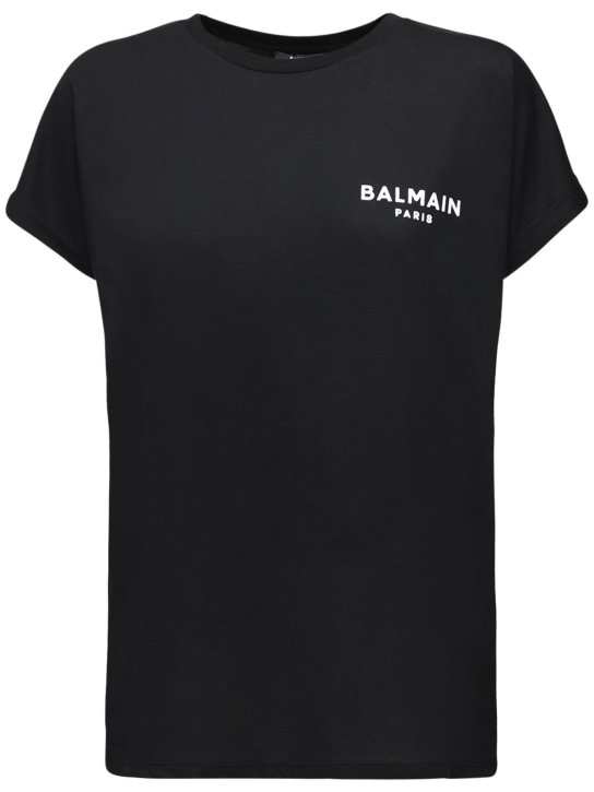 Logo cotton jersey t-shirt - Balmain - Women | Luisaviaroma