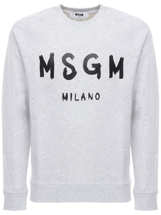 MSGM: Logo print French terry sweatshirt - men_0 | Luisa Via Roma