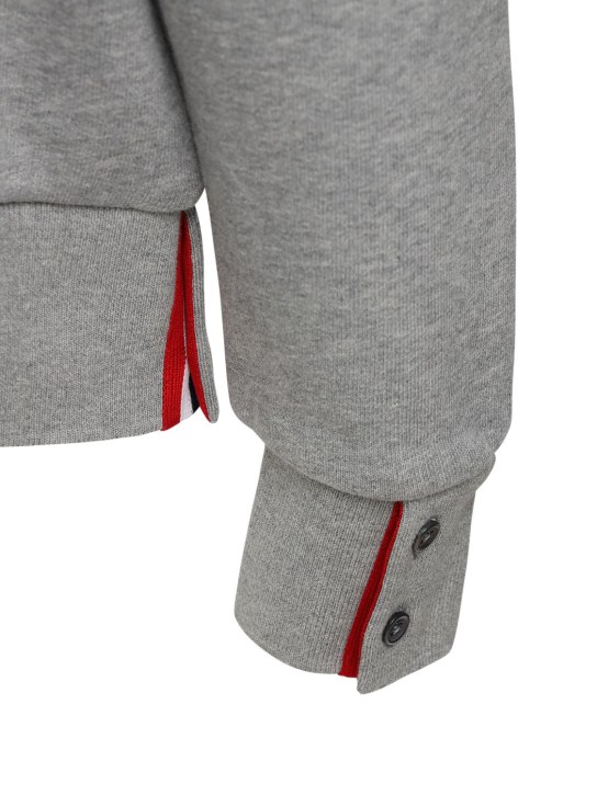 Thom Browne: Hooded cotton jersey sweatshirt - Light Grey - men_1 | Luisa Via Roma