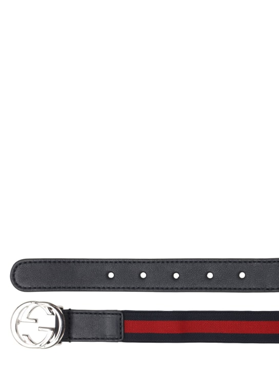 Gucci: Cintura elasticizzata con dettaglio web - Blu/Rosso - kids-girls_1 | Luisa Via Roma