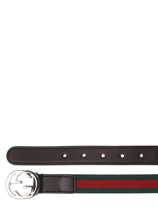 Gucci: Cintura elasticizzata con dettaglio web - Verde/Rosso - kids-girls_1 | Luisa Via Roma
