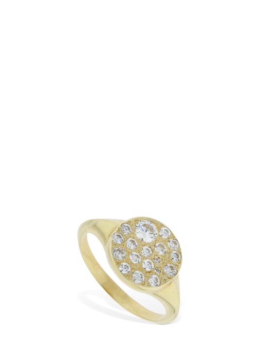Lil Milan: 9kt Gold Lunar chevalier ring w/ zircon - Gold/Crystal - women_0 | Luisa Via Roma