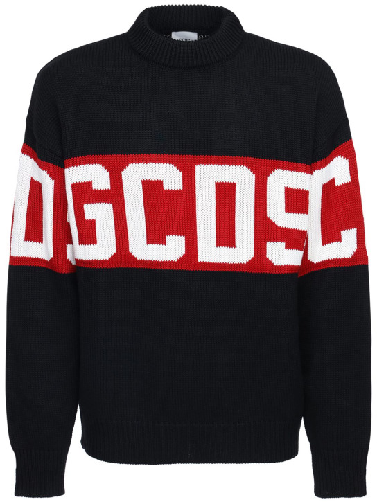 GCDS: 로고 울 혼방 니트 스웨터 - men_0 | Luisa Via Roma