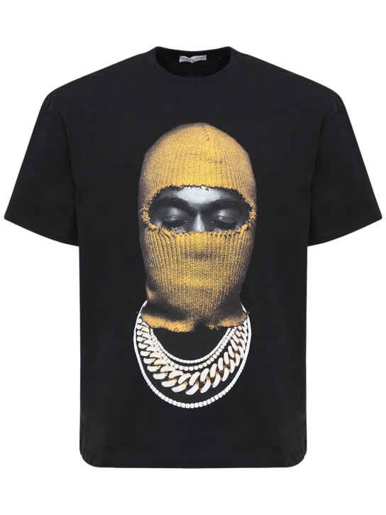 Ih Nom Uh Nit: Mask print cotton t-shirt - Siyah - men_0 | Luisa Via Roma