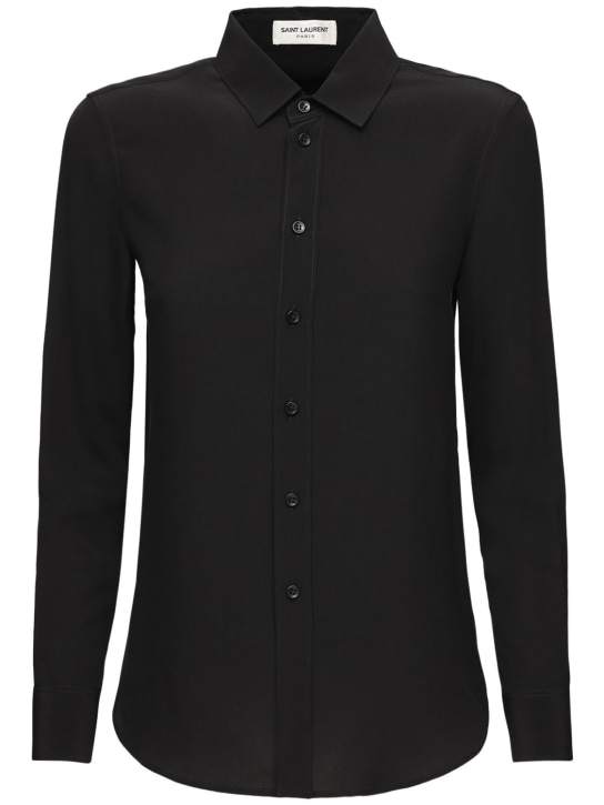Saint Laurent: Silk crepe shirt - Black - women_0 | Luisa Via Roma