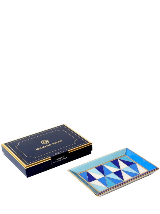 Jonathan Adler: Sorrento rectangular porcelain tray - White/Blue - ecraft_2 | Luisa Via Roma