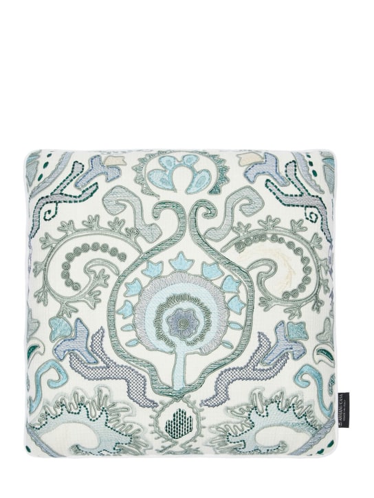 Armani/Casa: Priscilla decorative cushion - Green/Azure/Whi - ecraft_0 | Luisa Via Roma
