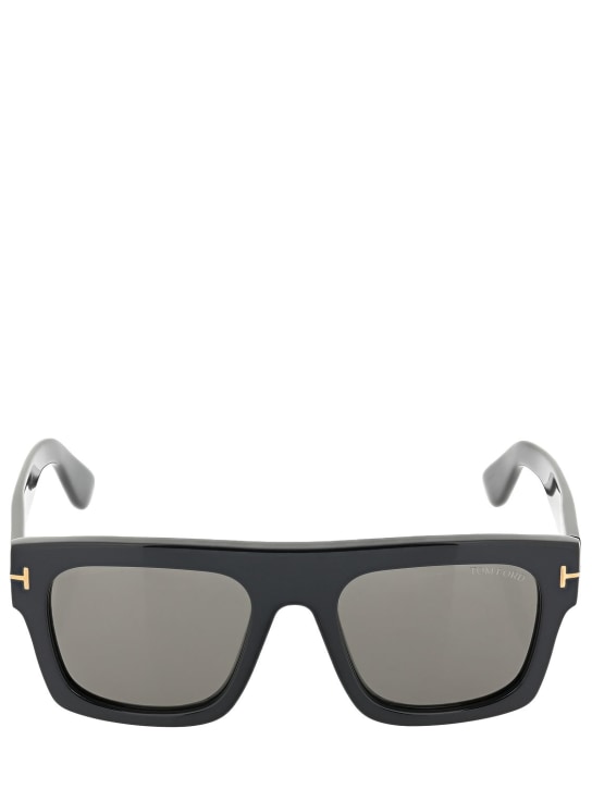 Tom Ford: Fausto squared acetate sunglasses - Black/Smoke - women_0 | Luisa Via Roma