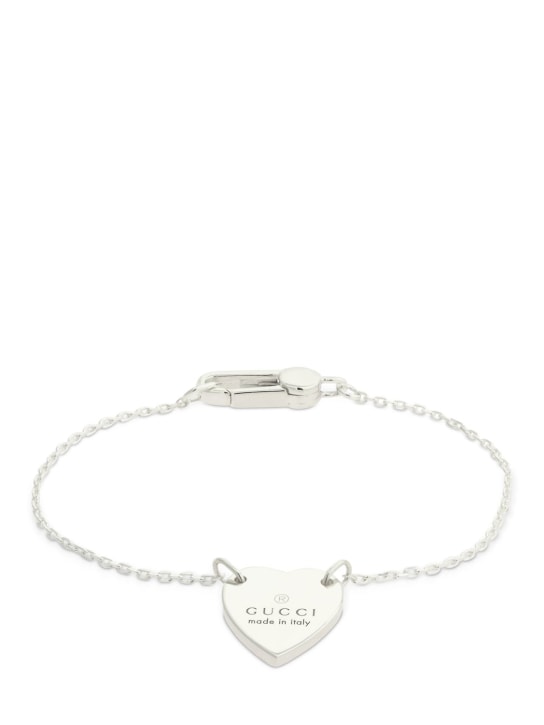 Gucci Sterling Silver Engraved Heart Bracelet