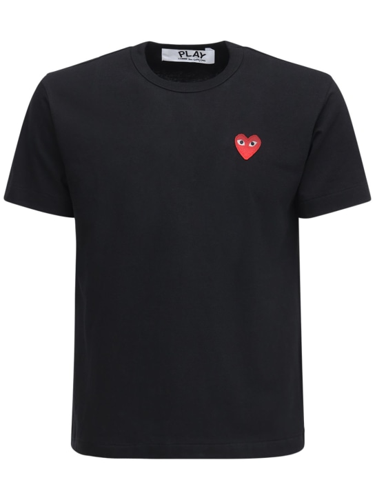 Comme des Garçons Play: Heart コットンジャージーTシャツ - ブラック - men_0 | Luisa Via Roma