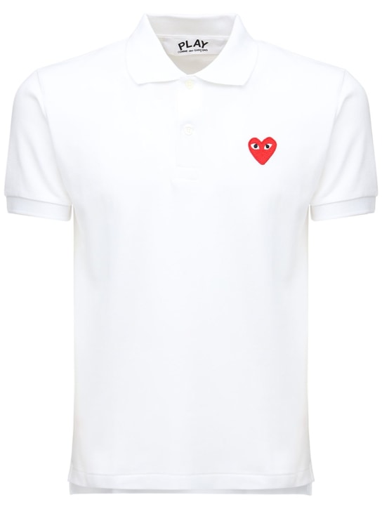 Comme des Garçons Play: Heart patch cotton polo shirt - men_0 | Luisa Via Roma