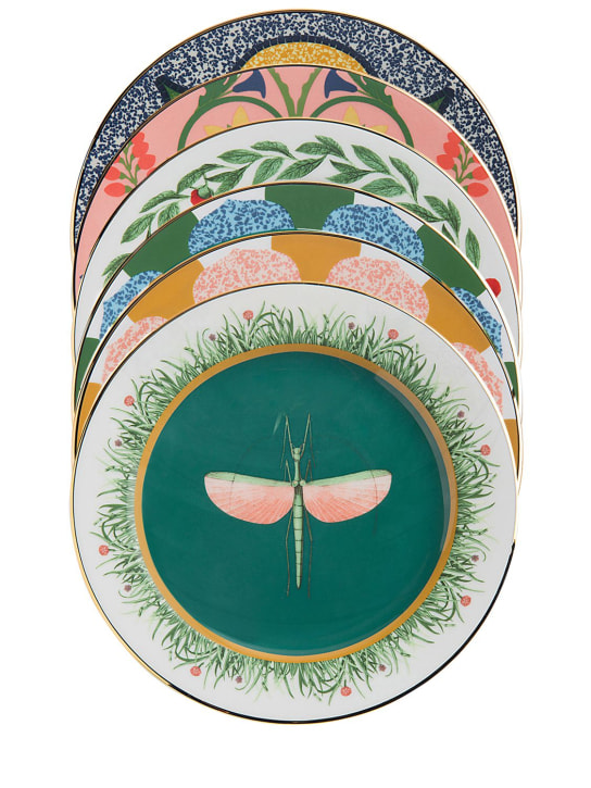 La Double J: Set of 6 porcelain desert plates - Multicolor - ecraft_0 | Luisa Via Roma