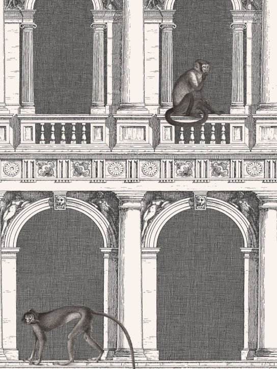 Fornasetti: Procuratie & scimmie壁纸 - 灰色/白色 - ecraft_0 | Luisa Via Roma