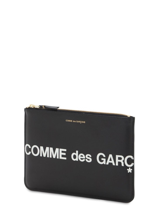 Comme des Garçons Wallet: Grande pochette en cuir à logo - Noir - men_1 | Luisa Via Roma